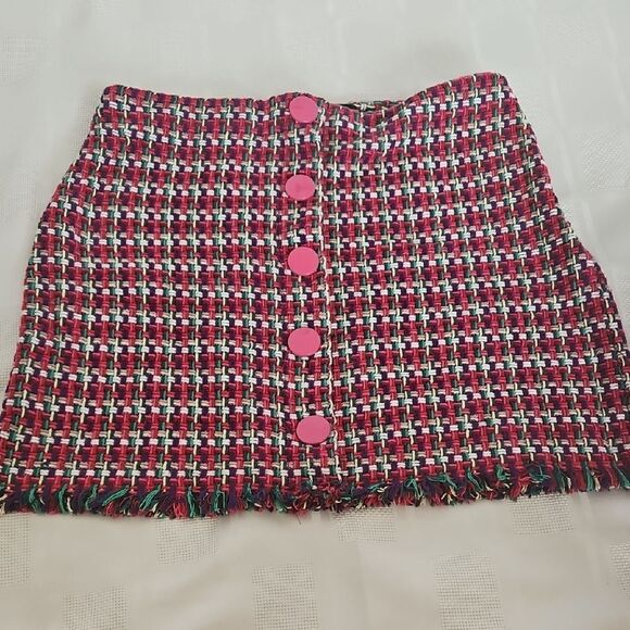 Zara Red and White Embellished Pencil Mini Skirt - Picture 5 of 16